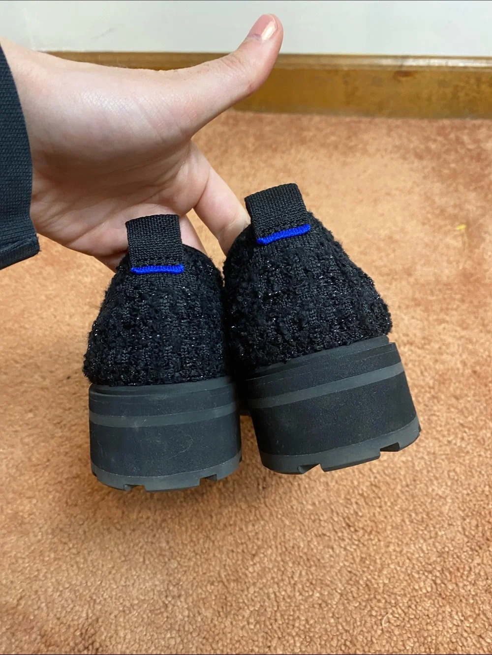 NWOB Rothy's The Lug Loafer - Black Bouclé Size 8